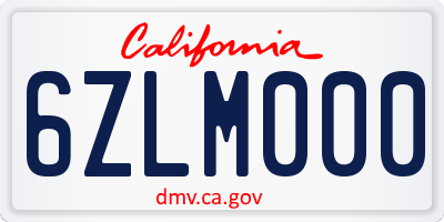 CA license plate 6ZLM000