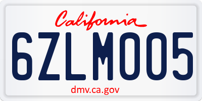 CA license plate 6ZLM005