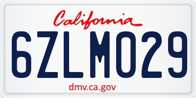 CA license plate 6ZLM029