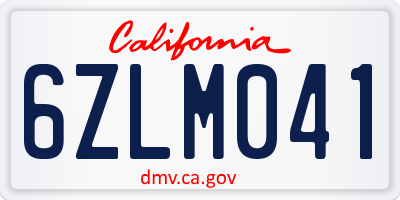 CA license plate 6ZLM041