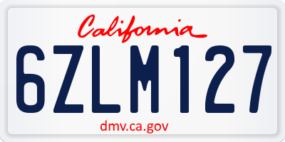 CA license plate 6ZLM127