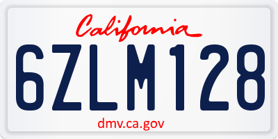 CA license plate 6ZLM128