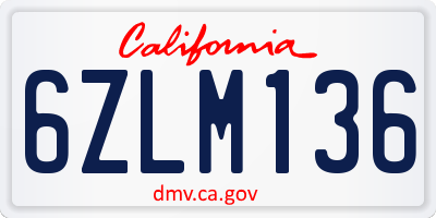 CA license plate 6ZLM136