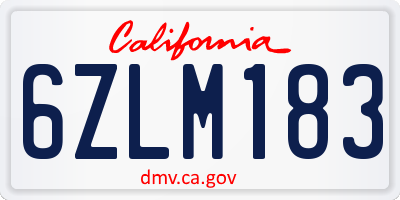 CA license plate 6ZLM183