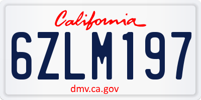 CA license plate 6ZLM197