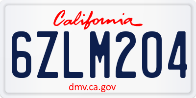 CA license plate 6ZLM204