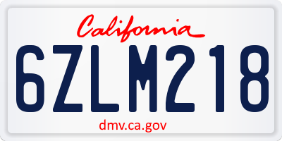 CA license plate 6ZLM218