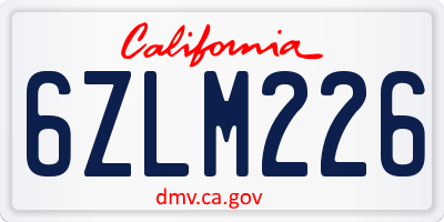 CA license plate 6ZLM226