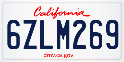 CA license plate 6ZLM269