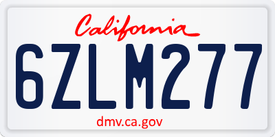CA license plate 6ZLM277