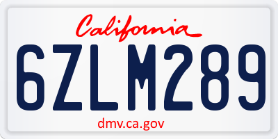 CA license plate 6ZLM289