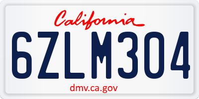 CA license plate 6ZLM304