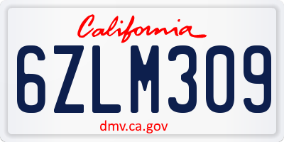 CA license plate 6ZLM309