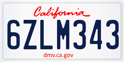 CA license plate 6ZLM343
