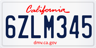 CA license plate 6ZLM345