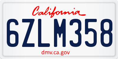 CA license plate 6ZLM358