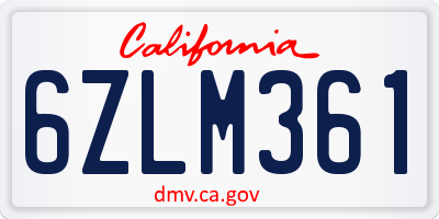 CA license plate 6ZLM361
