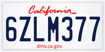 CA license plate 6ZLM377