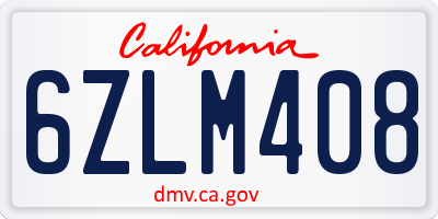 CA license plate 6ZLM408