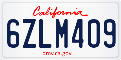 CA license plate 6ZLM409