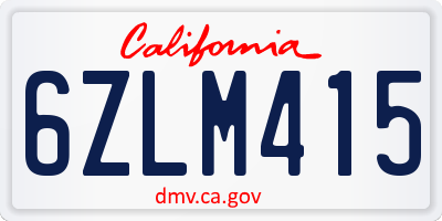 CA license plate 6ZLM415