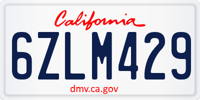 CA license plate 6ZLM429