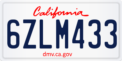 CA license plate 6ZLM433
