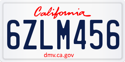 CA license plate 6ZLM456
