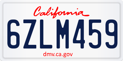 CA license plate 6ZLM459