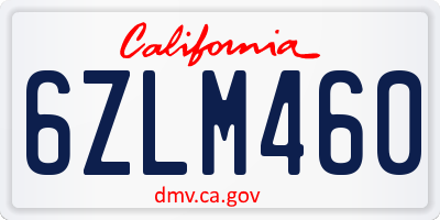CA license plate 6ZLM460