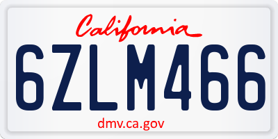 CA license plate 6ZLM466