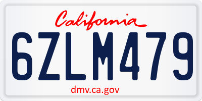 CA license plate 6ZLM479