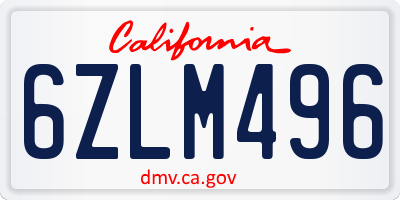 CA license plate 6ZLM496