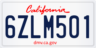 CA license plate 6ZLM501
