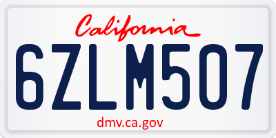 CA license plate 6ZLM507