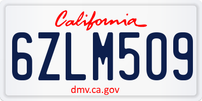 CA license plate 6ZLM509