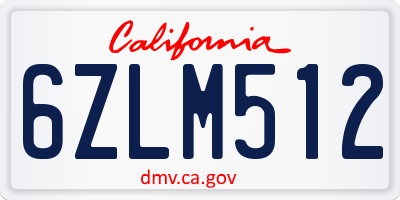 CA license plate 6ZLM512
