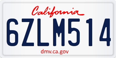 CA license plate 6ZLM514