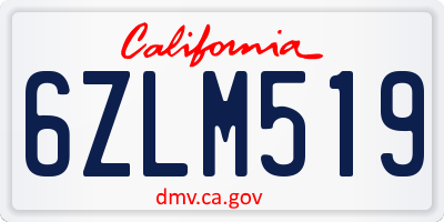 CA license plate 6ZLM519