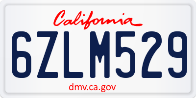 CA license plate 6ZLM529