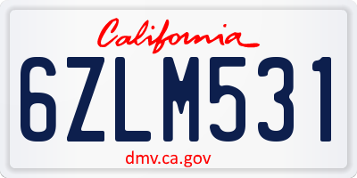 CA license plate 6ZLM531