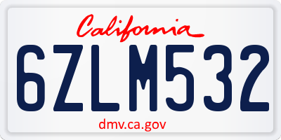 CA license plate 6ZLM532