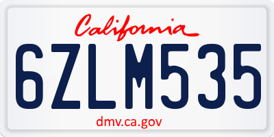 CA license plate 6ZLM535