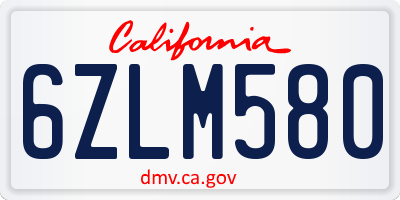 CA license plate 6ZLM580
