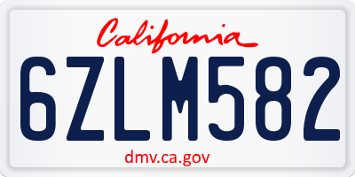 CA license plate 6ZLM582