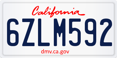 CA license plate 6ZLM592