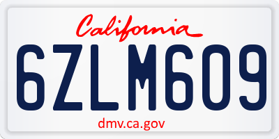CA license plate 6ZLM609