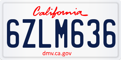 CA license plate 6ZLM636