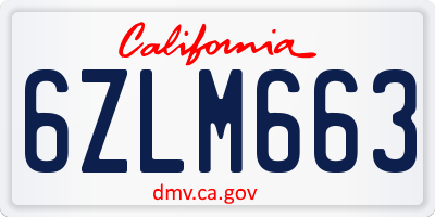 CA license plate 6ZLM663