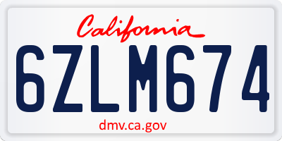CA license plate 6ZLM674